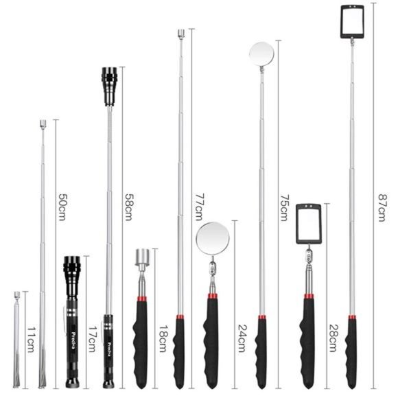 5PCS Magnetic Telescoping Pick-up Tool Kit, 360 Swivel Adjustable Mirror - Picture 2 of 6